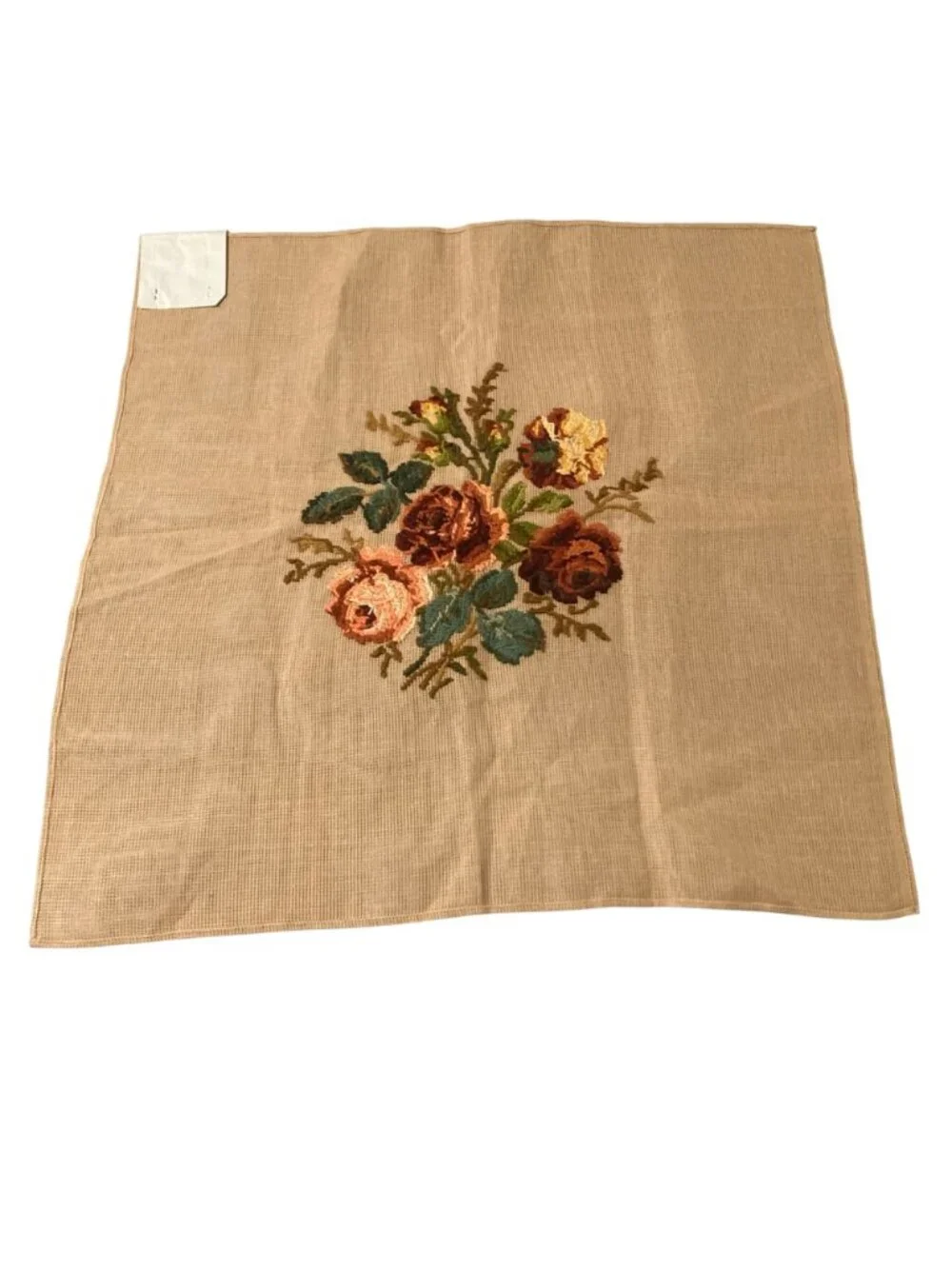 Vintage Madeira Needlepoint Tapestry Canvas Floral Bouquet Preworked 27x27
